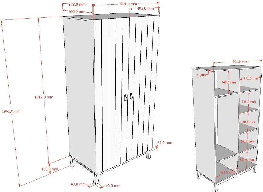 Béžová detská šatníková skriňa 99x196x58 cm Sezane – Vipack