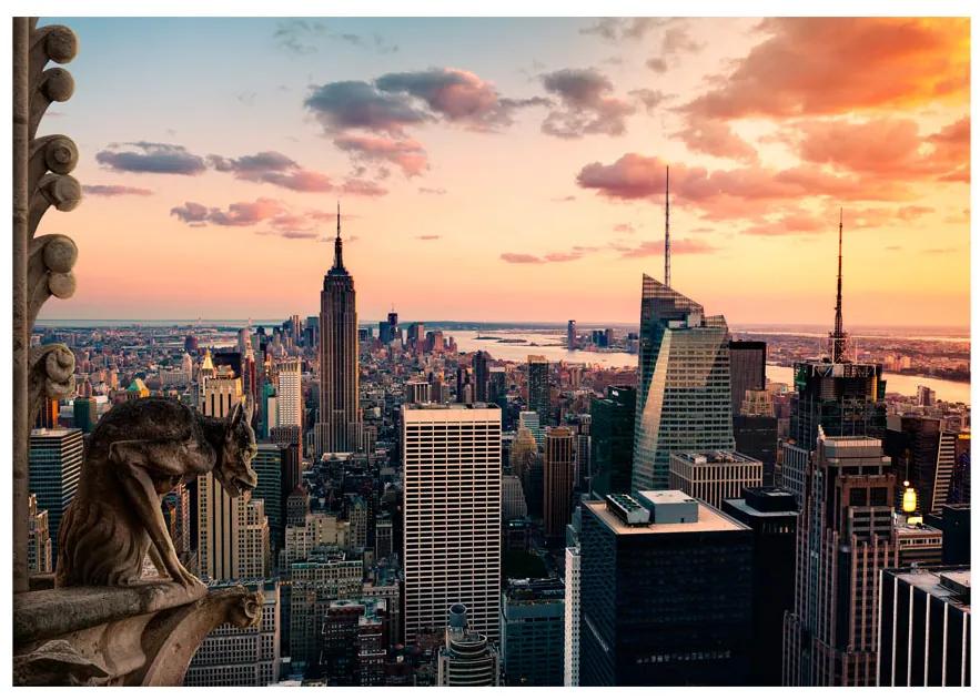 Artgeist Fototapeta - New York: The skyscrapers and sunset Veľkosť: 100x70, Verzia: Premium