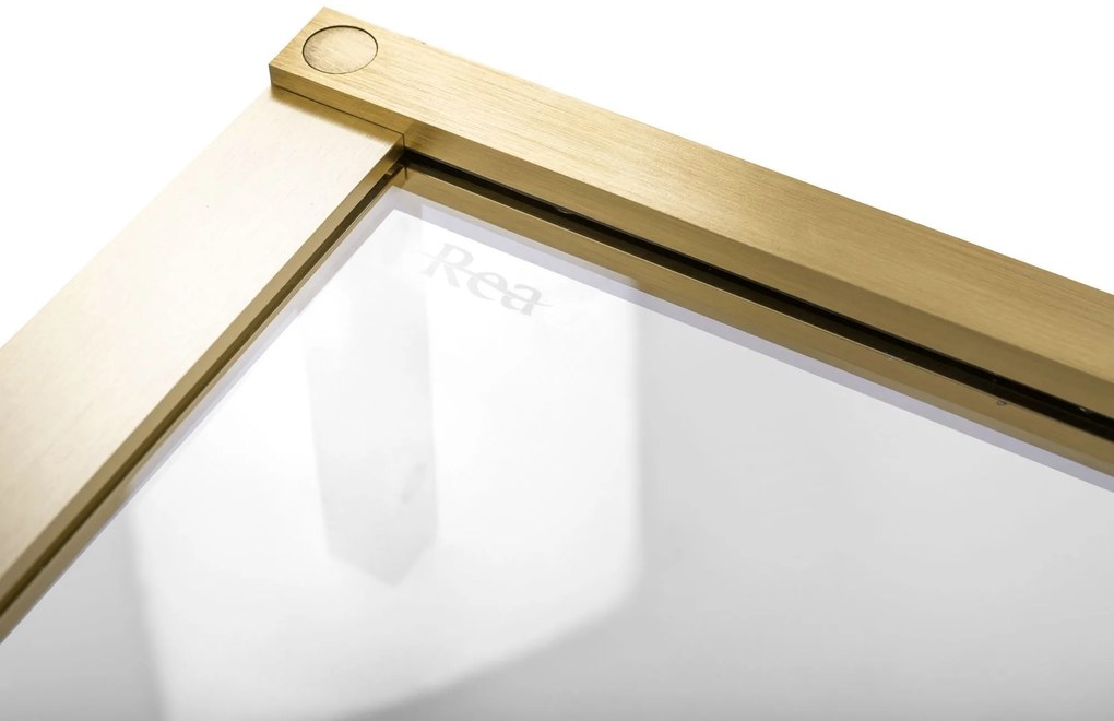 Rea Hugo, sprchová kabína 80(dvere)x90(dvere)x200,5 cm, 6mm číre sklo, zlatý matný profil, KPL-K8410