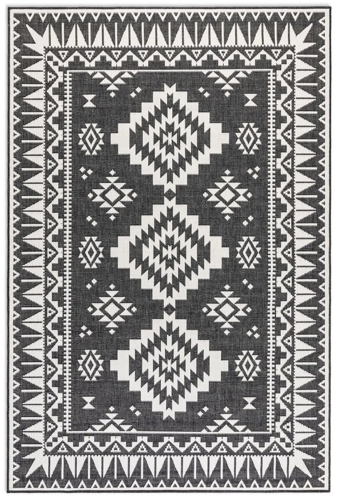Kusový koberec Gemini 106019 Black z kolekcie Elle – na von aj na doma, 160x230, čiernobiela, chodba / predsieň, ELLE Decoration