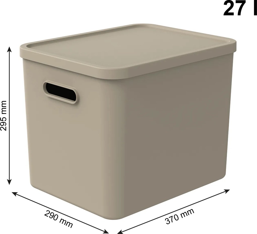 Rotho Úložný box, rovný s vekom, 27l, béžová ALBU LIGHT, 37x29x30