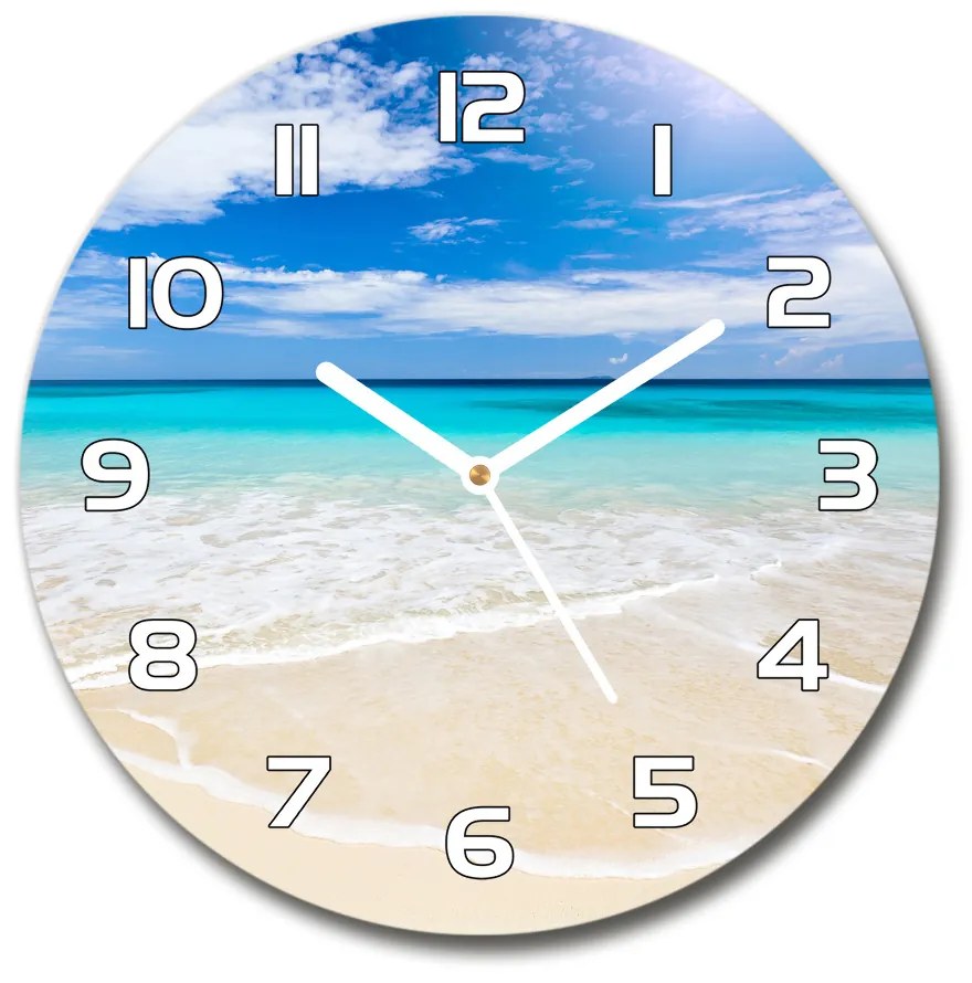 Sklenené hodiny okrúhle Tropická pláž pl_zso_30_f_32914566