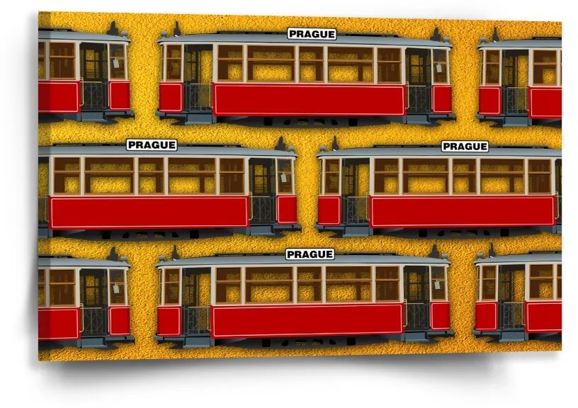 Sablio Obraz Pražské historické električky Žltý Pattern - 60x40 cm