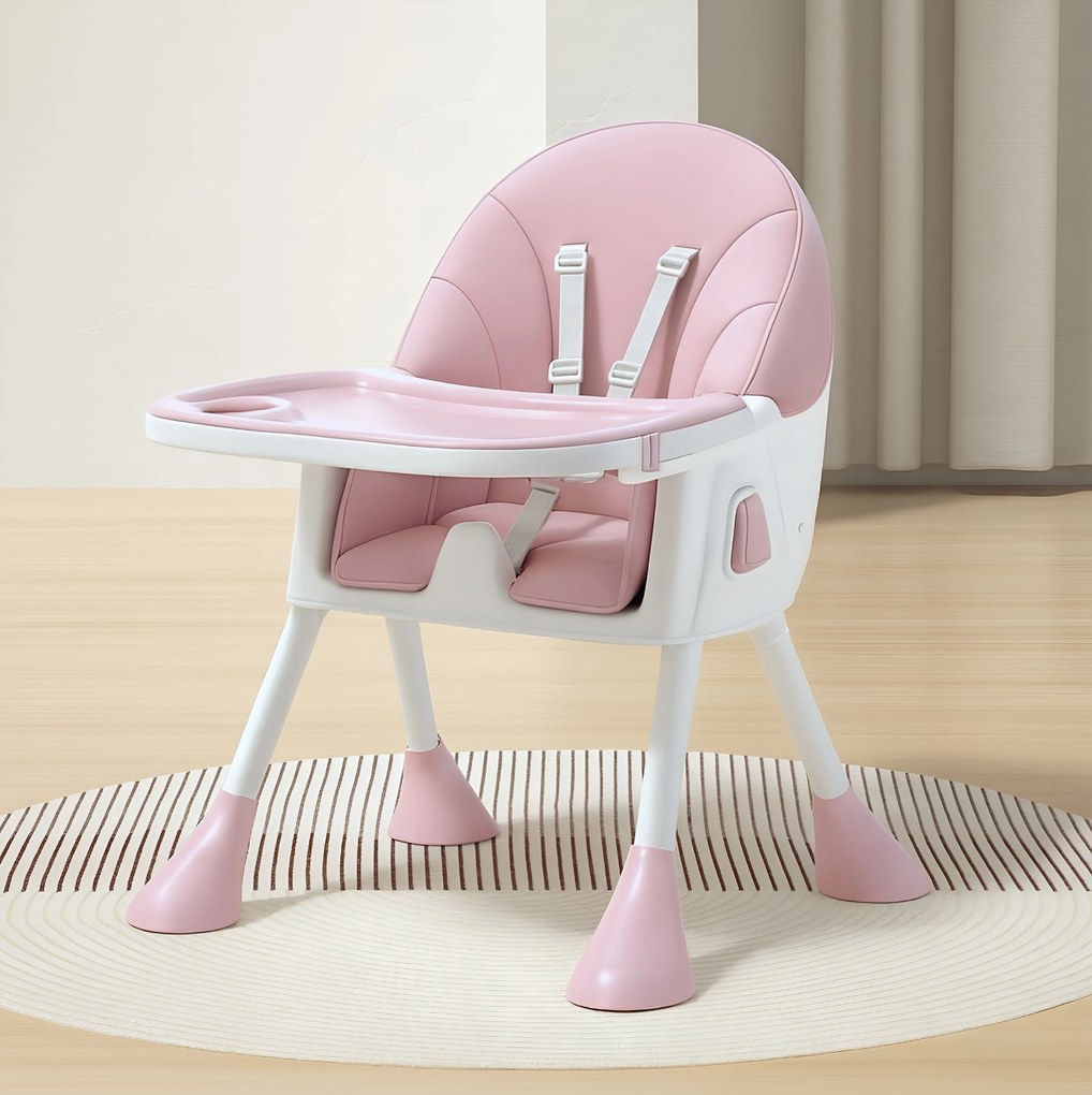 Stolička na kŕmenie KDK03 4v1 ružová + košík a kolieska ZDARMA