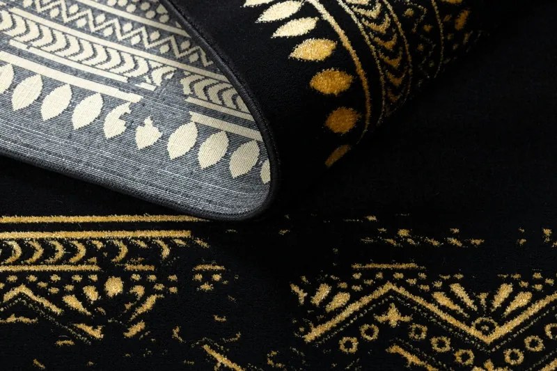 Dywany Łuszczów 200x290 cm Kusový koberec Gloss 408C 86 glamour black/gold, čierna, chodba / predsieň