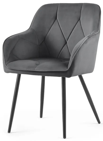 Sada dvoch jedálenských stoličiek DIAMANT zamatové, grafitové / čierne nohy (2 ks)