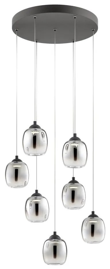 Redo 01-3489 - LED stmievateľný luster na lanku KHADI 7xLED/5W/230V čierna/dymová