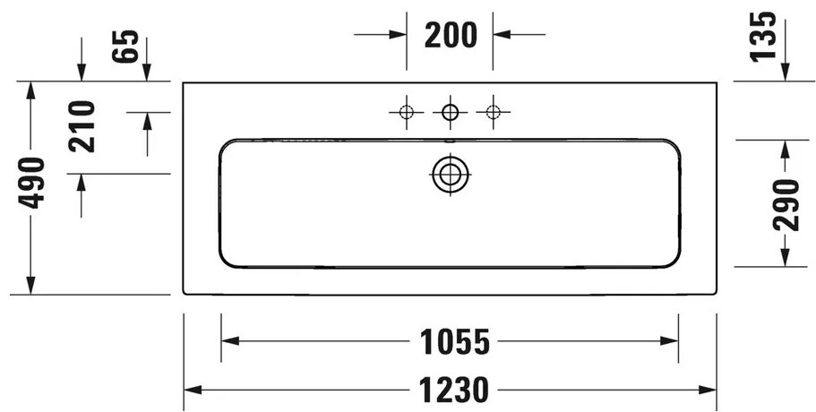 Duravit ME by Starck - Umývadlo do nábytku 1230x490 mm, biela matná 2361123260