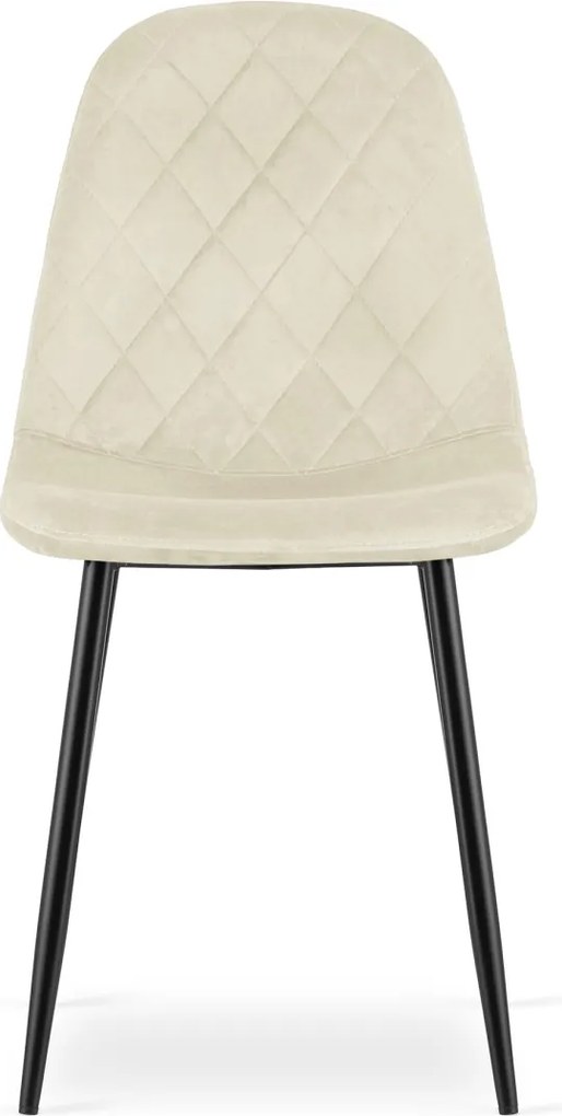 Béžová zamatová stolička ASTI s čiernymi nohami