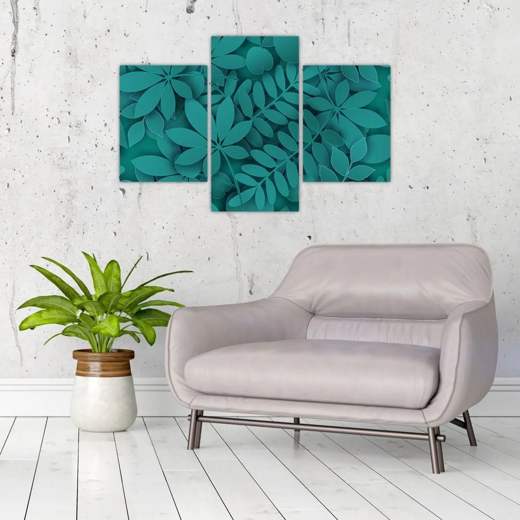 Obraz - Tyrkysové listy (90x60 cm)