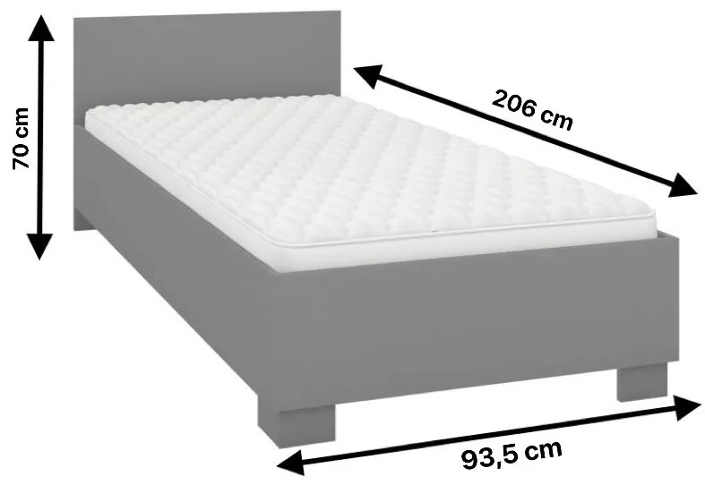 Posteľ OMEGA 90x200 sivá