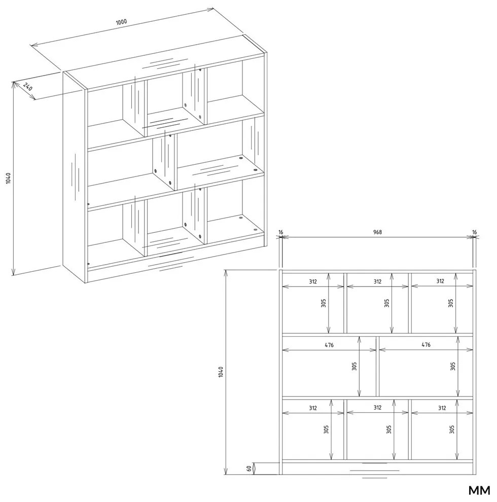 Regál Fiesta 100 cm biely/dub artisan