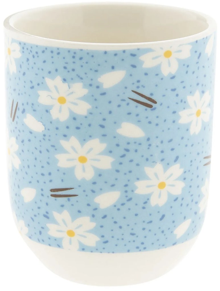 Modrý kalíšok s kvety - Ø 6*8 cm / 0,1L