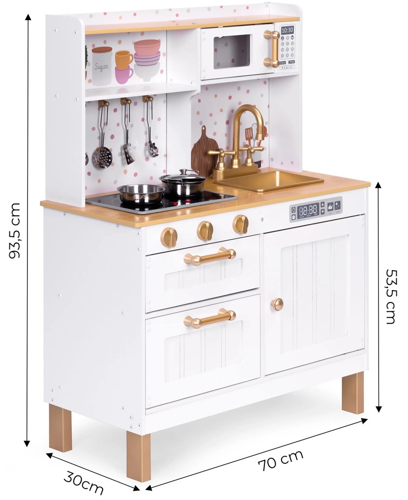 ECOTOYS Detská veľká drevená kuchynka so svetlom a zvukom
