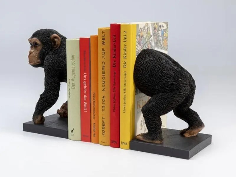 Chimp zarážka na knihy dvojdielna čierno-hnedá