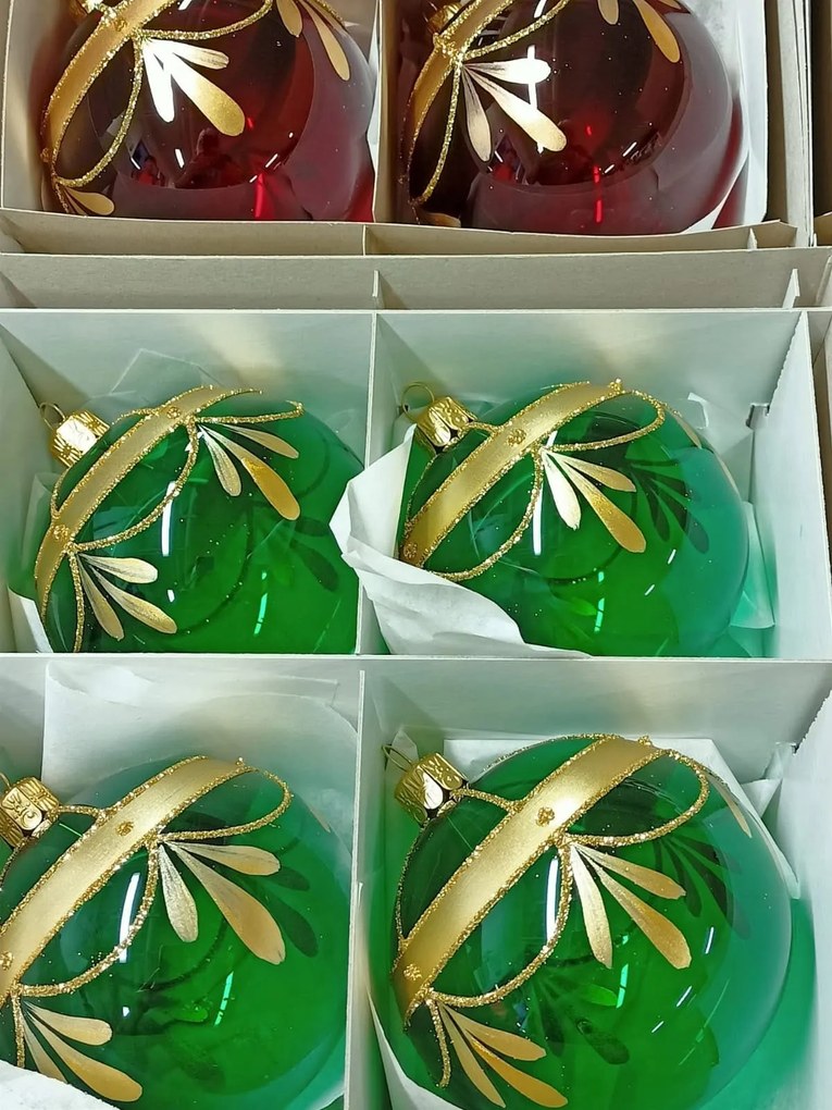 Bella Rose Sklenená vianočná ozdoba Guľa Zelená Lesk 2