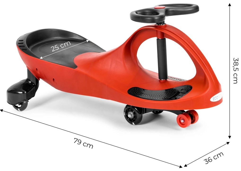 Detské odrážadlo Gravity s LED kolesami, červené, ECOTOYS