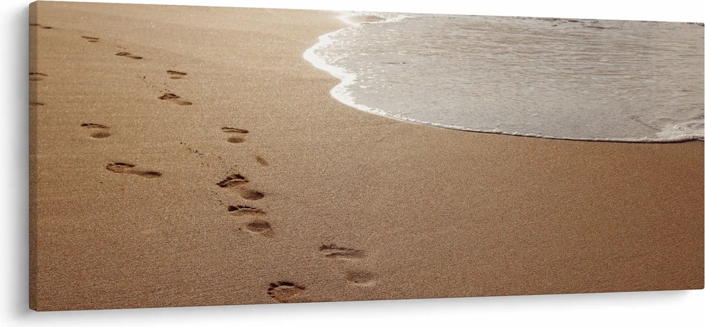 Obraz - stopy v piesku a more (120x50 cm)