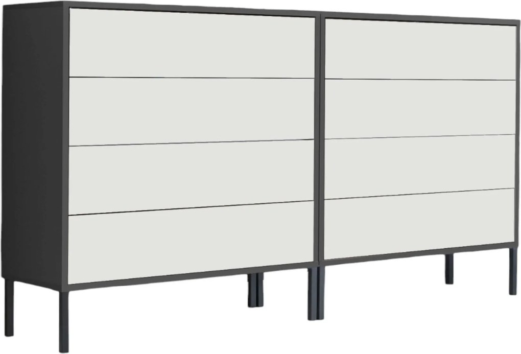 XXXLutz ŠIROKÁ KOMODA, antracitová, biela, 158/86/33 cm MID.YOU - Komody - 001067001605