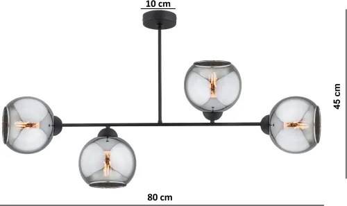 Brilagi - Prisadený luster DIOR 4xE27/60W/230V čierna/dymovošedá
