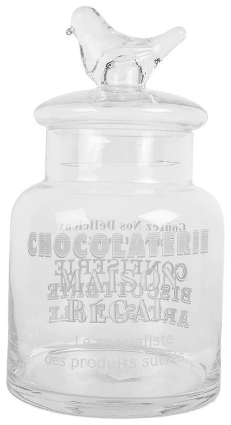 Sklenená dóza s vtáčikom na cukríky Chocolaterie - Ø 13*23 cm