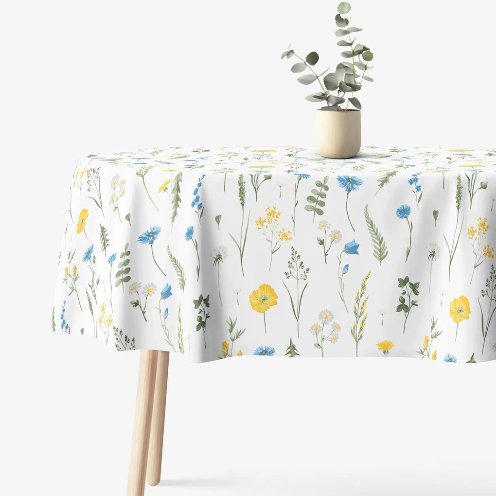 Goldea oválny obrus 100% bavlnené plátno - slovenská lúka 140 x 200 cm