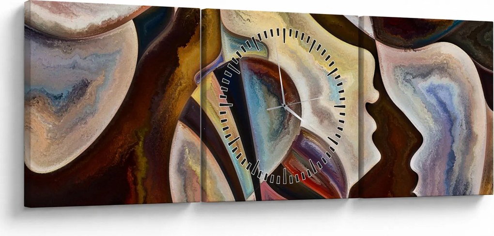 Obraz - Abstrakcia hláv (s hodinami) (90x30 cm)