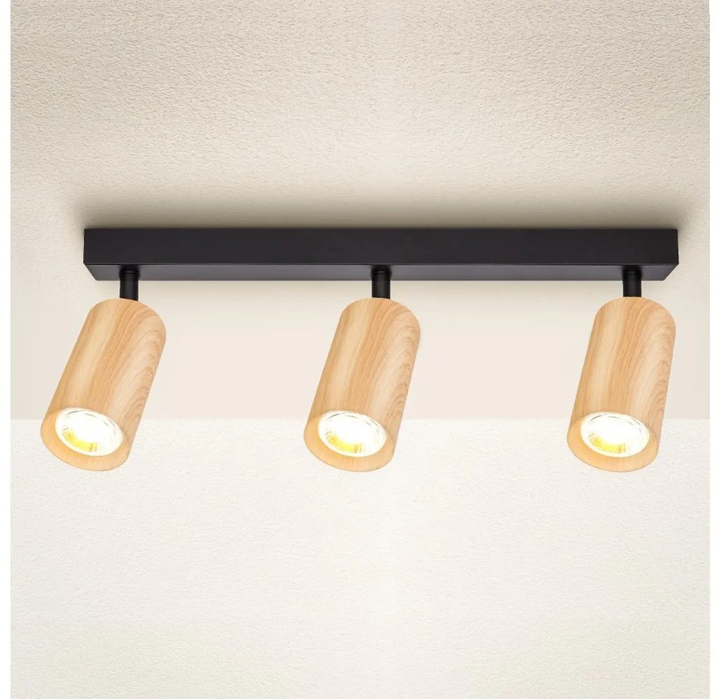 Brilagi - Bodové svietidlo SELE 3xGU10/30W/230V čierna/dekor duba
