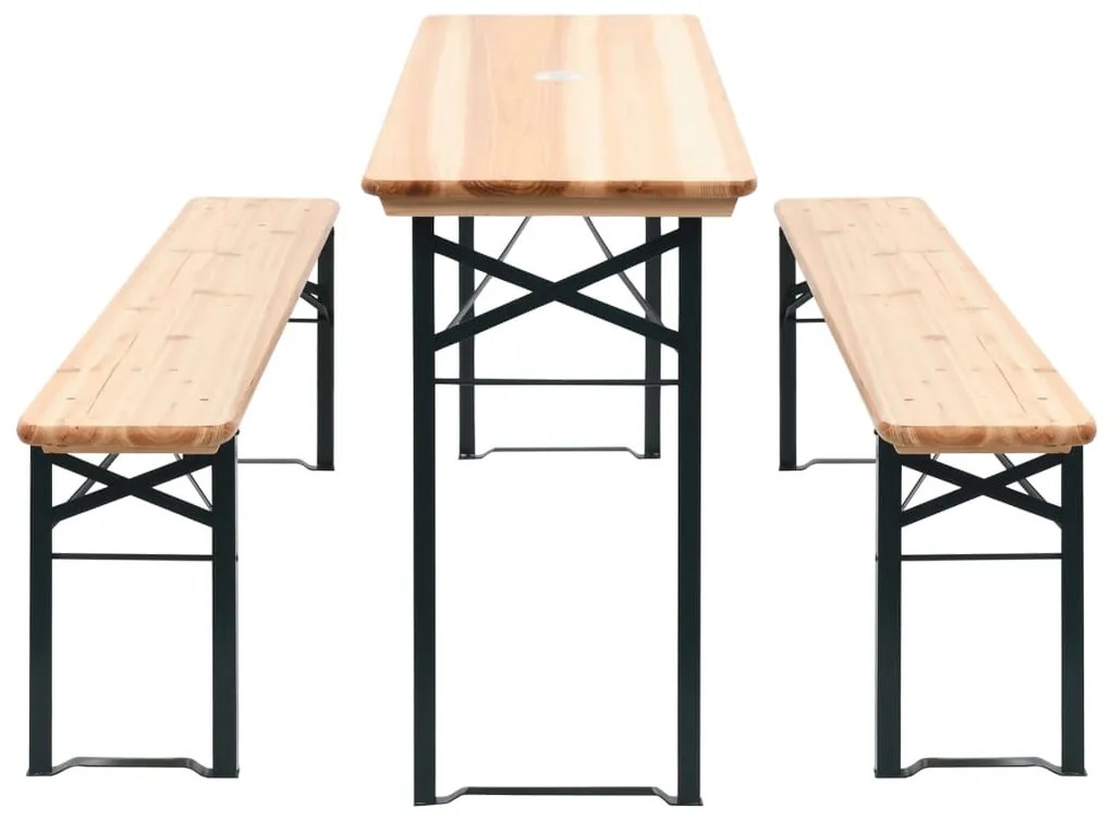 vidaXL Skladací pivný stôl s 2 lavicami 177 cm borovicové drevo
