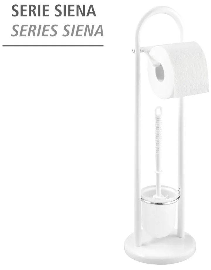 Biela toaletná kefa s držiakom na toaletný papier Wenko Siena