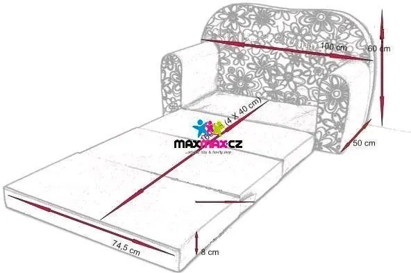 Detská pohovka CARS - šedá