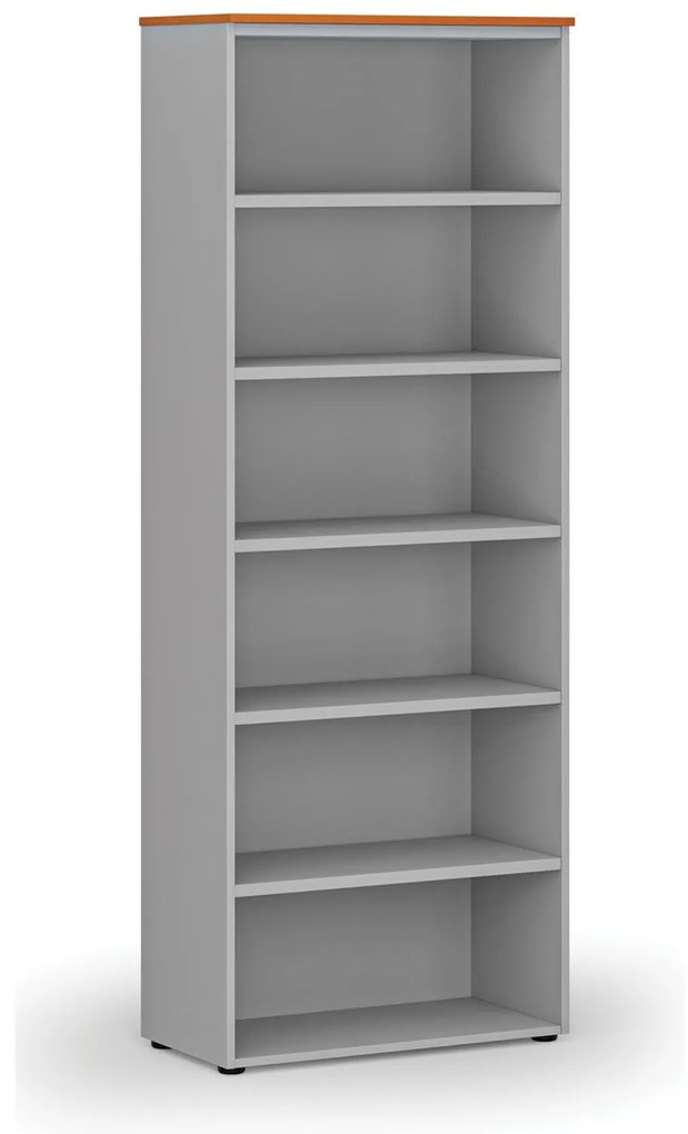 Kancelársky regál PRIMO GRAY, 800 x 420 x 2128 mm, sivá/čerešňa