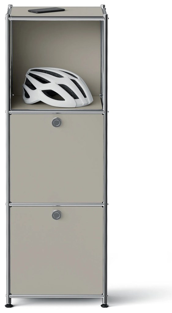 Kovová komoda »CN3 Slim Line« s 2 výklopnými priečinkami, svetlosivá