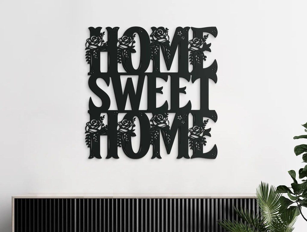 drevko Drevená nálepka na stenu Home Sweet Home Rozmer obrazu: 44,5 x 44,5 cm, Farba dekorácie: Čierna