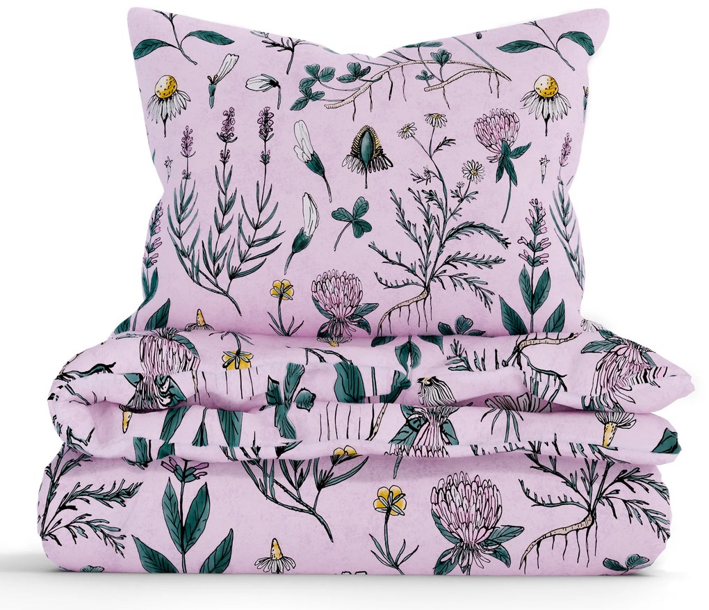 Francúzske bavlnené obliečky Renforcé - Herbár staroružové