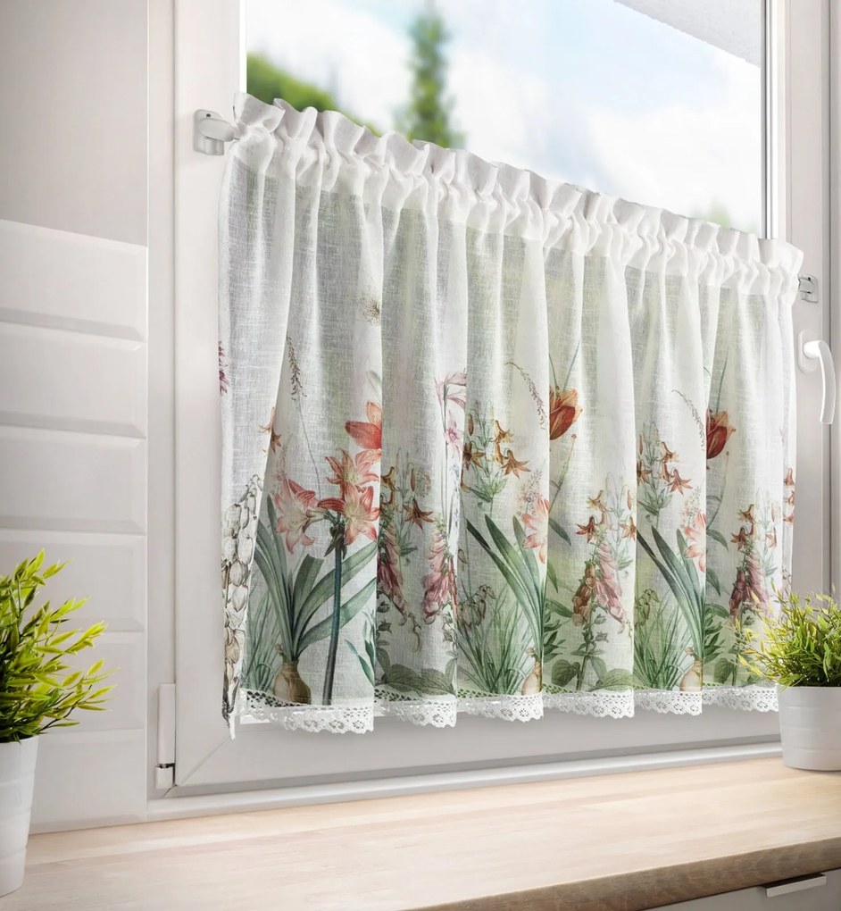 KRÁTKA ZÁCLONA NA PÁSKE NEMEZJA 150X60 CM KVETY