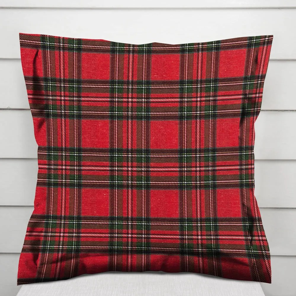 Biante Vianočná dekoračná obliečka na vankúš s lemom PML-078 Červeno-zelené káro 45 x 45 cm