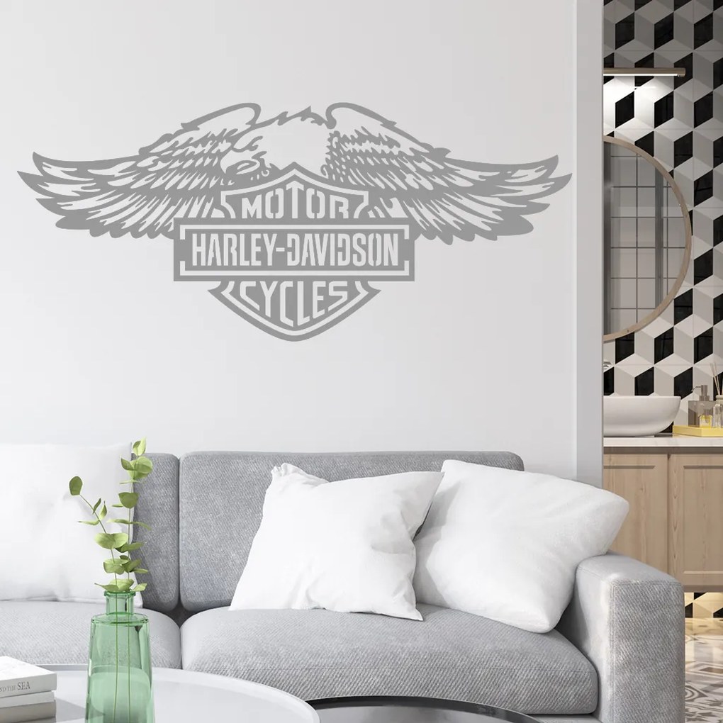 Veselá Stena Samolepka na stenu na stenu Harley Davidson orol Farba: černá