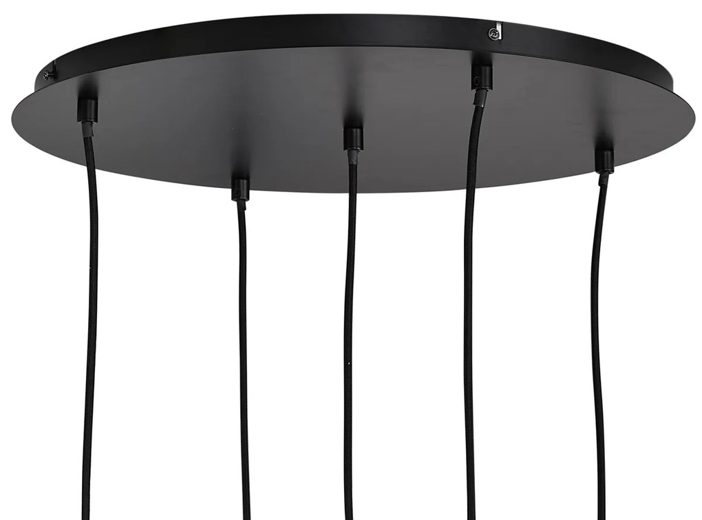 Moderné závesné svietidlo čierne s dymovým sklom - Jia