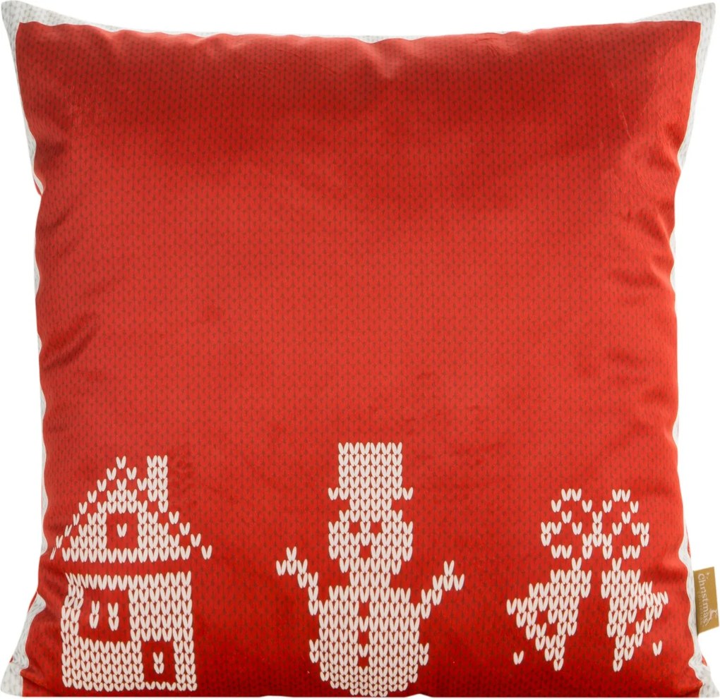 VIANOČNÁ DEKORAČNÁ OBLIEČKA NA VANKÚŠ NOEL 1KS 45X45 CM ČERVENÁ