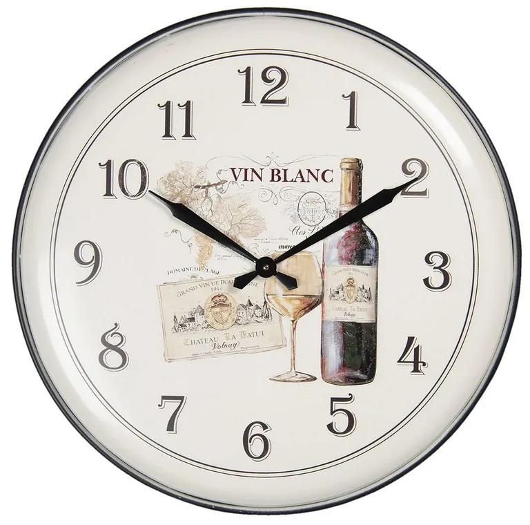 Nástenné hodiny "Vin Blanc", kov, Ø 62 cm / 1 *AA