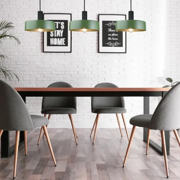 Luster na lanku HAKI 3xE27/60W/230V zelená/čierna