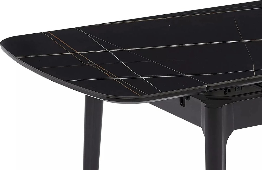 Jedálenský rozkladací stôl Sento 120/180 cm keramika čierny mramor/čierny