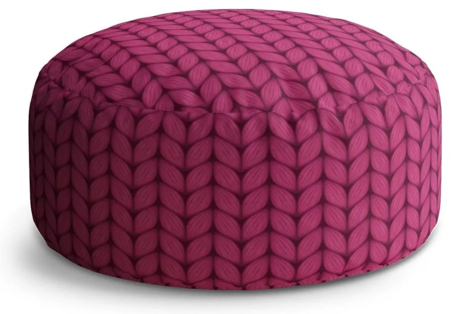 Taburet Circle pletenie vo fuksiovej farbe, ružová
