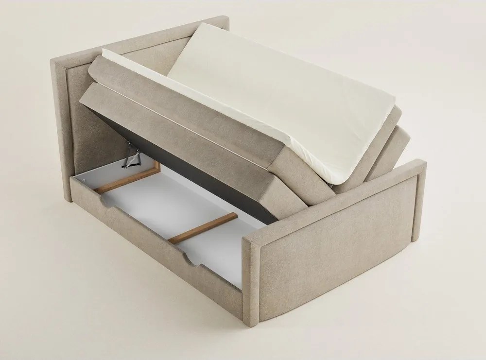 Béžová boxspring posteľ s úložným priestorom 160x200 cm Fresco – Maison de Rêve