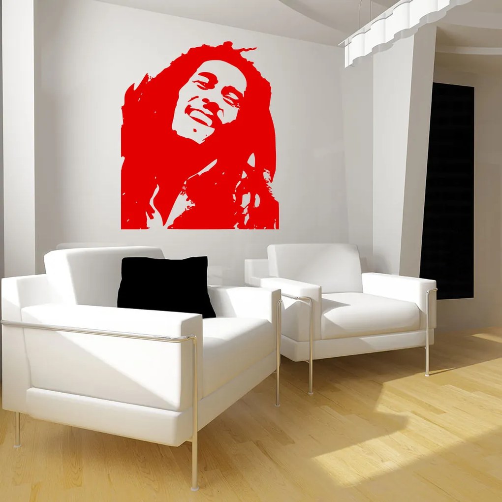 Veselá Stena Samolepka Portrét Bob Marley Farba: oranžová, Veľkosť: 100 x 84 cm