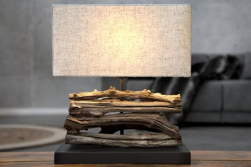 Stolná lampa vyrobená z masívneho dreva Perifere béžová
