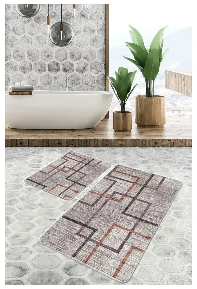 Sivé zamatové kúpeľňové predložky v súprave 2 ks 60x100 cm – Mila Home