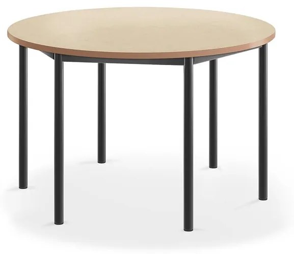 Stôl SONITUS, kruh, Ø1200x720 mm, linoleum - béžová, antracit