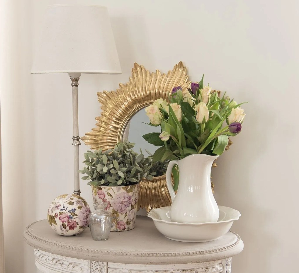 Keramická dekoračná guľa s kvetmi Lovely Flowers M - Ø12*11 cm